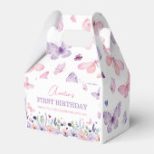 Vlinder Roze Paarse Bloemen Tuin Meisje Verjaardag Bedankdoosjes (Achterkant)