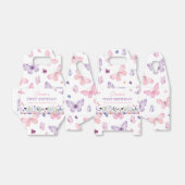Vlinder Roze Paarse Bloemen Tuin Meisje Verjaardag Bedankdoosjes (Uitgevouwen)