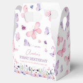 Vlinder Roze Paarse Bloemen Tuin Meisje Verjaardag Bedankdoosjes (Geopend)
