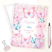 Vlinder Roze Paarse Kleurrijke Bloemen Meisje Naam Planner
