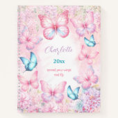 Vlinder Roze Paarse Schetsboek Bloemen meisjesnaam Notitieboek (Voorkant)