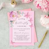 Vlinder roze roos bloemenboog Baby shower Kaart