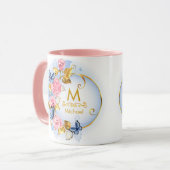 Vlinder & Roze Roos Monogram I Gouden Initiaal Mok (Voorkant links)