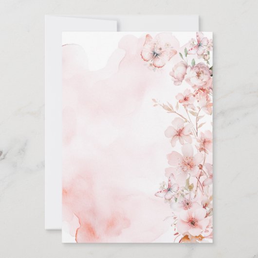 Vlinder Roze Rose Tuin Meisje Baby shower Kaart (Achterkant)