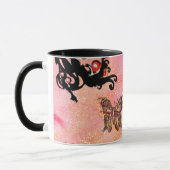 VLINDER ROZE SPROEISEL, ZWARTE FLORALE MONOGRAM, MOK (Links)