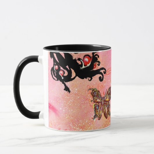 VLINDER ROZE SPROEISEL, ZWARTE FLORALE MONOGRAM, MOK (Links)