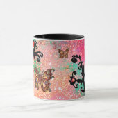VLINDER ROZE SPROKKELS, ZWARTE FLORALE MONOGRAM, MOK (Midden)