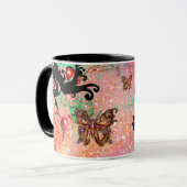 VLINDER ROZE SPROKKELS, ZWARTE FLORALE MONOGRAM, MOK (Voorkant links)