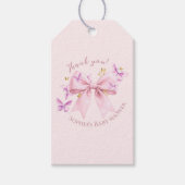 Vlinder Roze Strik Baby Shower  Cadeaulabel (Voorkant)