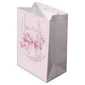 Vlinder Roze Strik Baby Shower Medium Cadeauzakje (Achterkant Gekanteld)