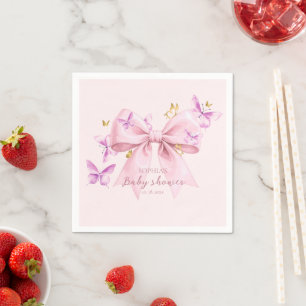 Vlinder Roze Strik Baby Shower Servet