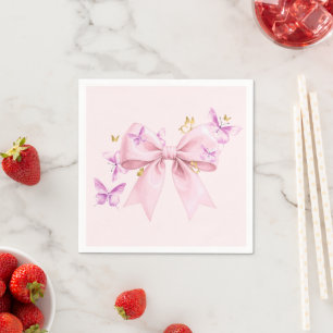 Vlinder Roze Strik Baby Shower Servet