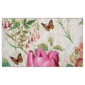 Vlinder roze tulp roze harten bloemstof stof (Fat Quarter)