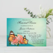 Vlinder Rozen Foto Begrafenisdienst Kaart (Staand voorkant)