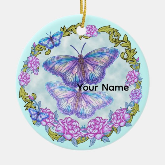 Vlinder Rozen ornament (Voorkant)