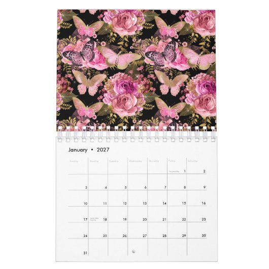 Vlinder Rozentuin Bloem Bloem Mooie Esthetisch Kalender (Jan 2027)