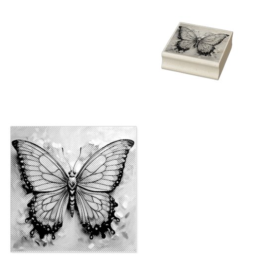 Vlinder rubberstempel (Gestempeld)