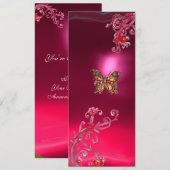 VLINDER RUBY , helder rood roze paars Kaart (Voorkant / Achterkant)