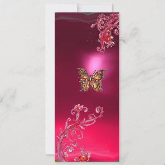 VLINDER RUBY , helder rood roze paars Kaart (Voorkant)