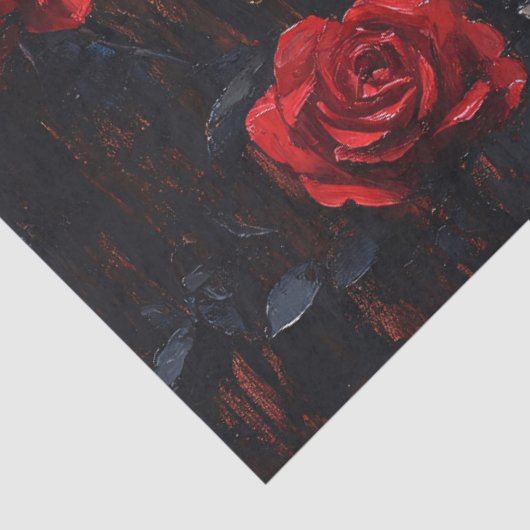 Vlinder rust tussen levendige rode rozen tissuepapier (Detail)