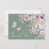 Vlinder Salie Groen Wilde Bloem Bedankkaart (Voorkant)