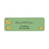 Vlinder salie groene goud retouradres sticker (Voorkant)