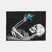 Vlinder Schedel Skelet Retro Halloween Fleece Deken (Voorkant (Horizontaal))