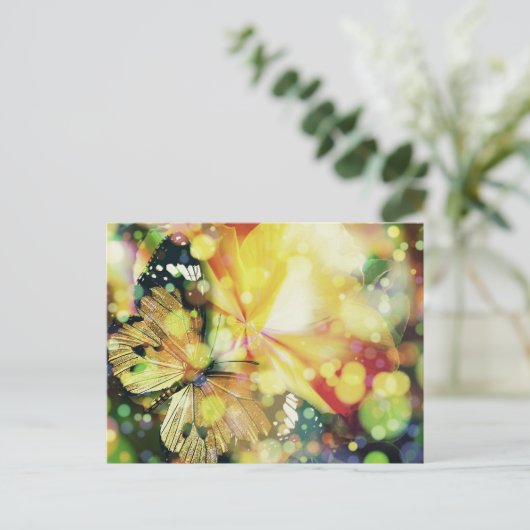Vlinder schittert briefkaart (Staand voorkant)