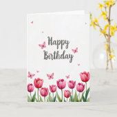 Vlinder Script Verjaardagskaart Kaart (Gele Bloem)
