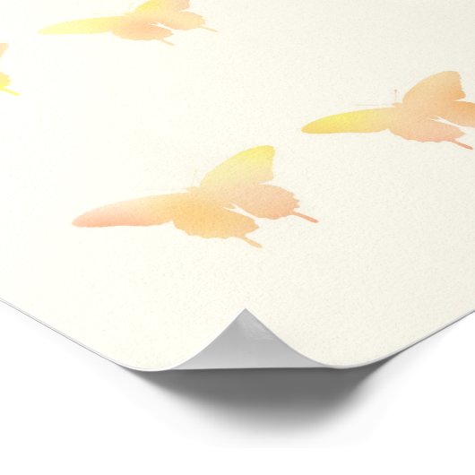 Vlinder Shabby Chic Pastel Illustratie Poster (Hoek)
