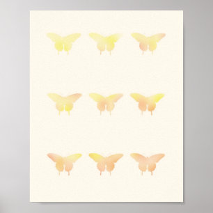 Vlinder Shabby Chic Pastel Illustratie Poster