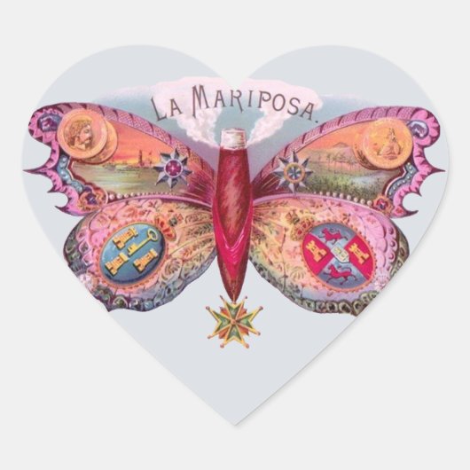 Vlinder sigaar Antiek schilderij Adverteren Hart Sticker (Voorkant)