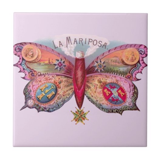 Vlinder sigaar Antiek schilderij Adverteren Tegeltje (Voorkant)