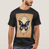 Vlinder Silhouet en Flying Flowers Logo T-shirt (Voorkant)