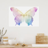 Vlinder silhouet in kleuren poster (Keuken)