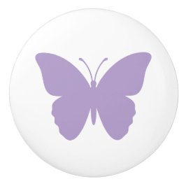 Vlinder silhouet in lavendel, op maat gemaakte kle keramische knop