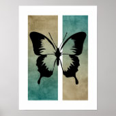 Vlinder silhouet rijke tan turquoise achtergrond poster (Voorkant)