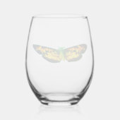 Vlinder Sinaasappel Groen Zwart Drinkware Set Wijnglas Zonder Voet (Achterkant)
