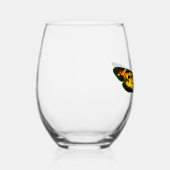 Vlinder Sinaasappel Groen Zwart Drinkware Set Wijnglas Zonder Voet (Rechts)