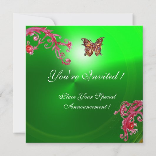 VLINDER SMAARAGD GROEN helroze, rood Kaart (Achterkant)