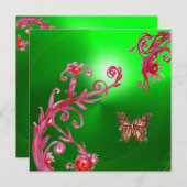 VLINDER  SMARAGD GROEN helroze, rood Kaart (Voorkant / Achterkant)