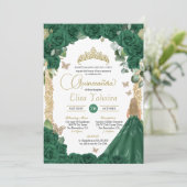 Vlinder Smaragd Groen Prinses Quinceanera Kaart (Staand voorkant)
