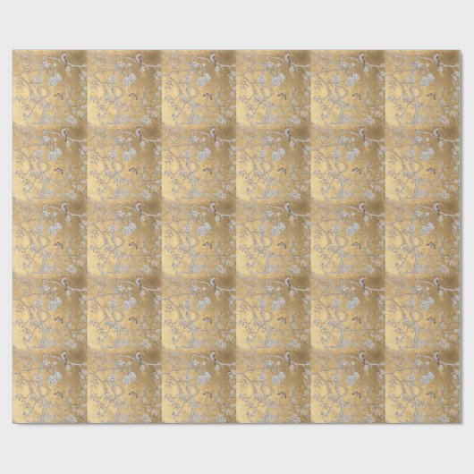 Vlinder & Sparrow Golden Oriental Garden Scene Cadeaupapier (Vlak)