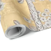 Vlinder & Sparrow Golden Oriental Garden Scene Cadeaupapier (Rol Hoek)