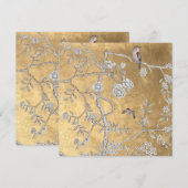 Vlinder & Sparrow Golden Oriental Garden Scene Kaart (Voorkant / Achterkant)