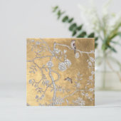 Vlinder & Sparrow Golden Oriental Garden Scene Kaart (Staand voorkant)