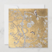 Vlinder & Sparrow Golden Oriental Garden Scene Kaart (Voorkant)