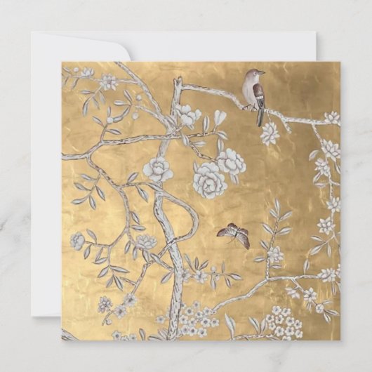 Vlinder & Sparrow Golden Oriental Garden Scene Kaart (Voorkant)