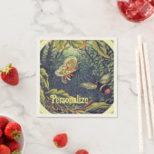 Vlinder spinnenweb bij vintage tuin illustratie servet (Insitu)