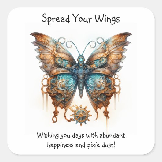 Vlinder Spreid je vleugels Vierkante Sticker (Voorkant)